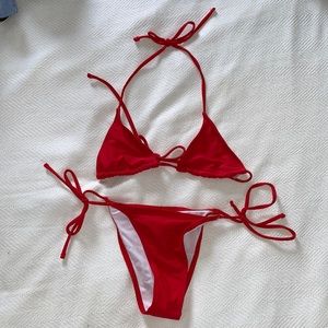 SHEIN Red String Bikini Set (top & bottom)